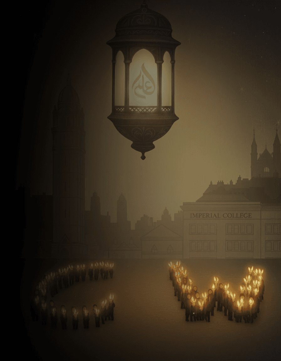 Night sky background with lantern